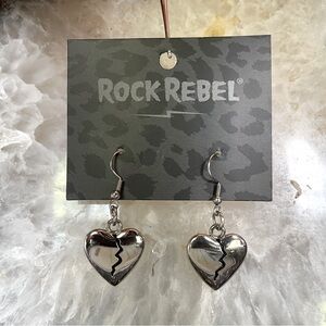 Rock Rebel Broken Heart Drop Earrings NWT